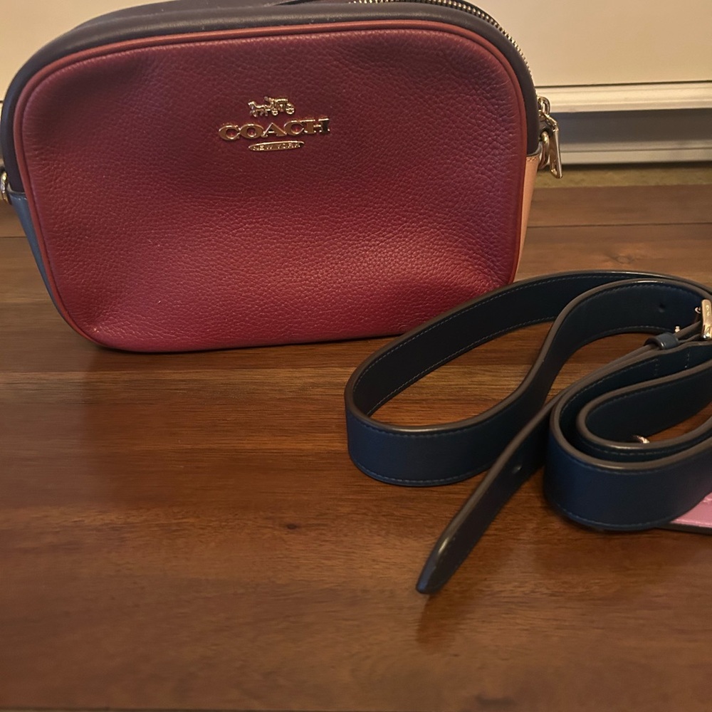 Coach Berry and Navy Leather Crossbody Bag